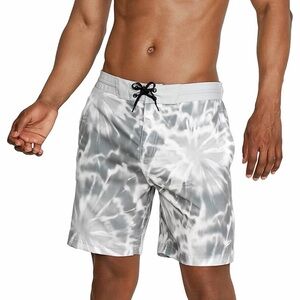 Speedo Men's Swim Trunk Knee Length Boardshort Bondi Printed Gray/White Size S